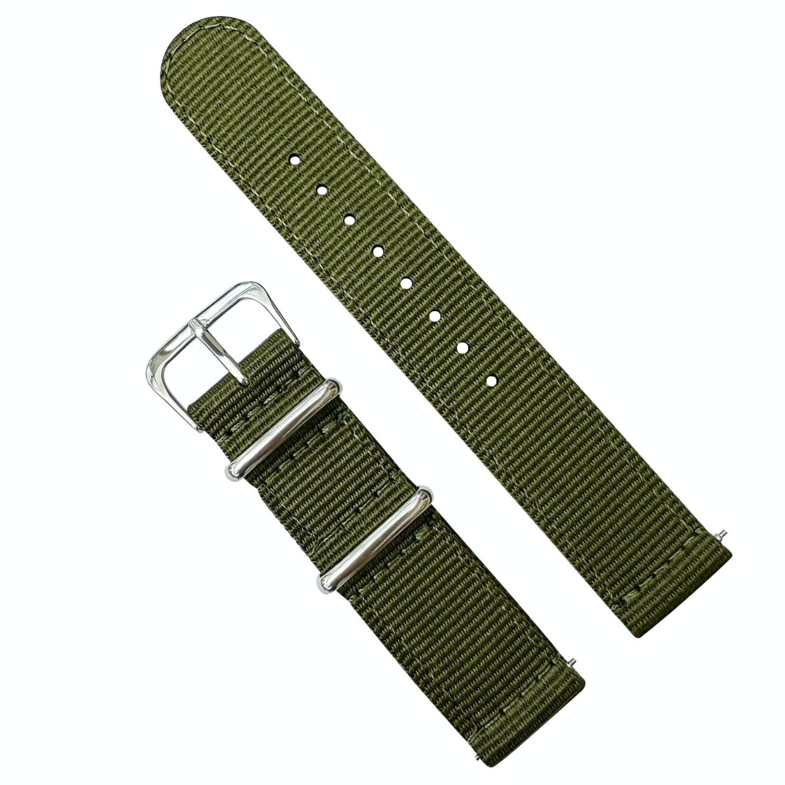 Two Piece NATO Watch Strap 18mm 20mm 22mm Green The Thrifty Gentleman