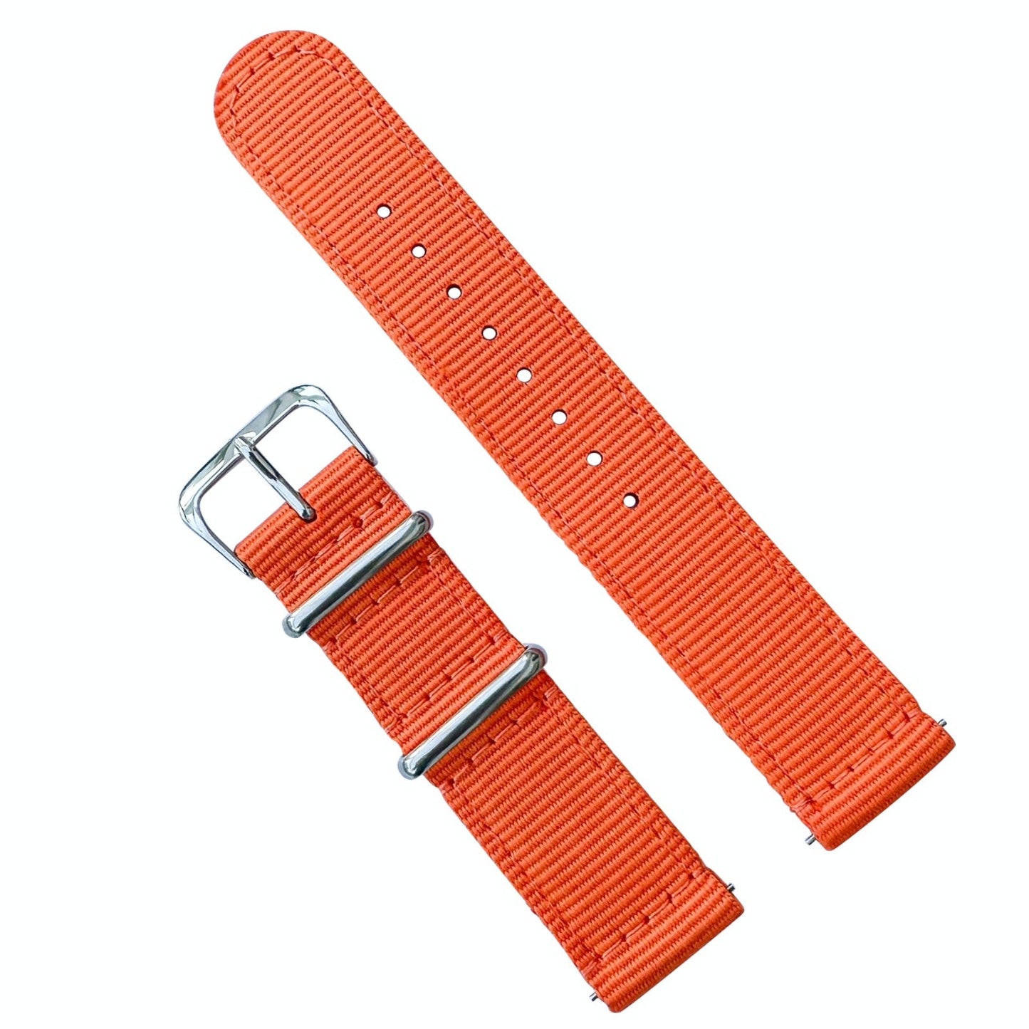 Two Piece NATO Watch Strap 18mm 20mm 22mm Orange The Thrifty Gentleman