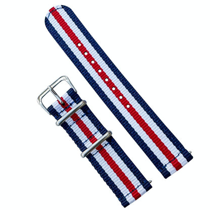 Two Piece NATO Watch Strap 18mm 20mm 22mm Red White Blue The Thrifty Gentleman