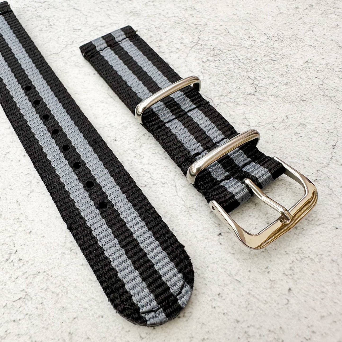 Two Piece NATO Watch Strap Black Grey Bond Spectre 3