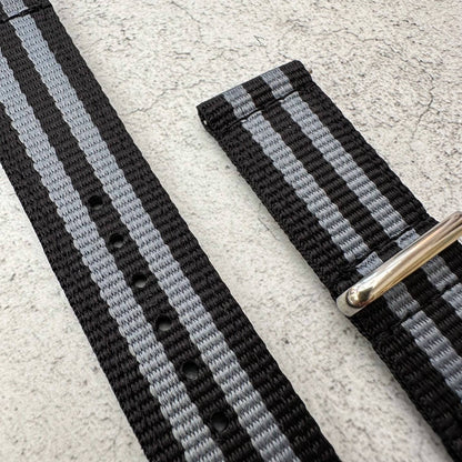 Two Piece NATO Watch Strap Black Grey Bond Spectre 4