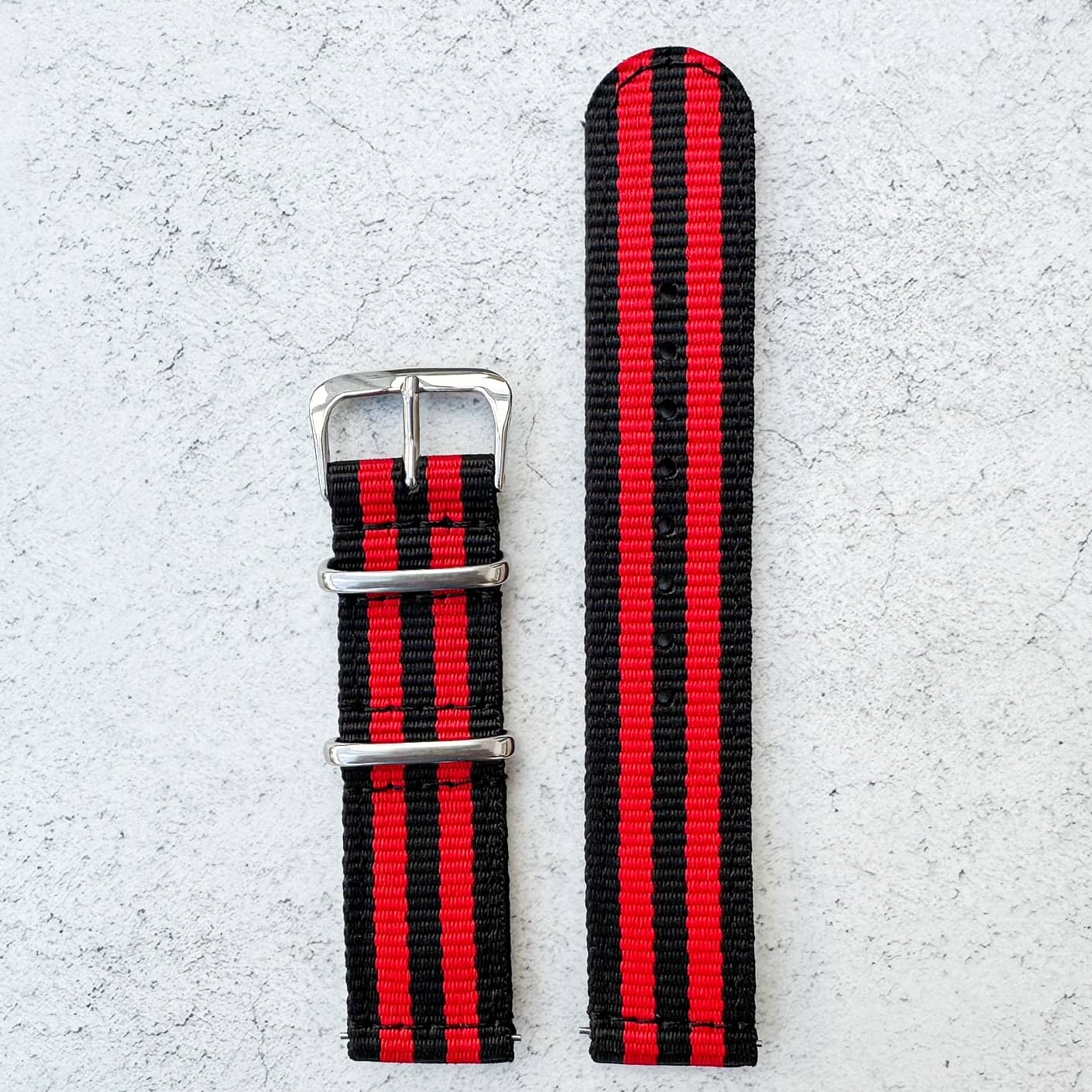 Two Piece NATO Watch Strap Black Red 1