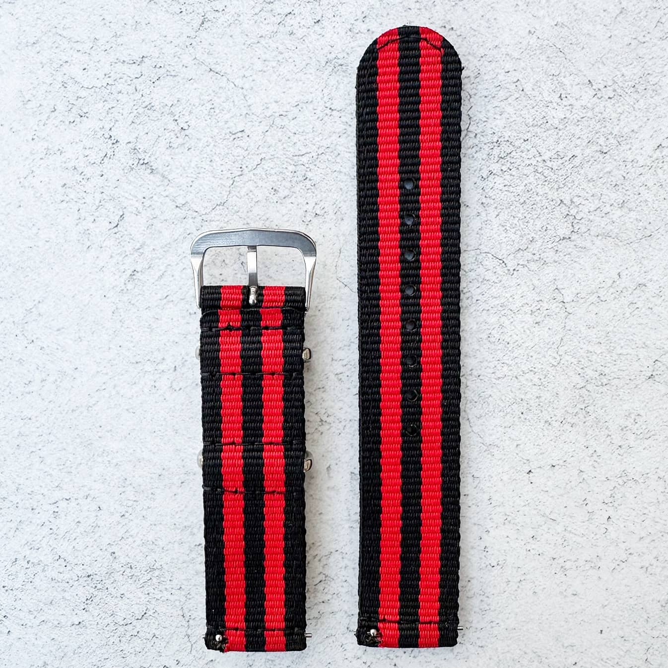 Two Piece NATO Watch Strap Black Red 2