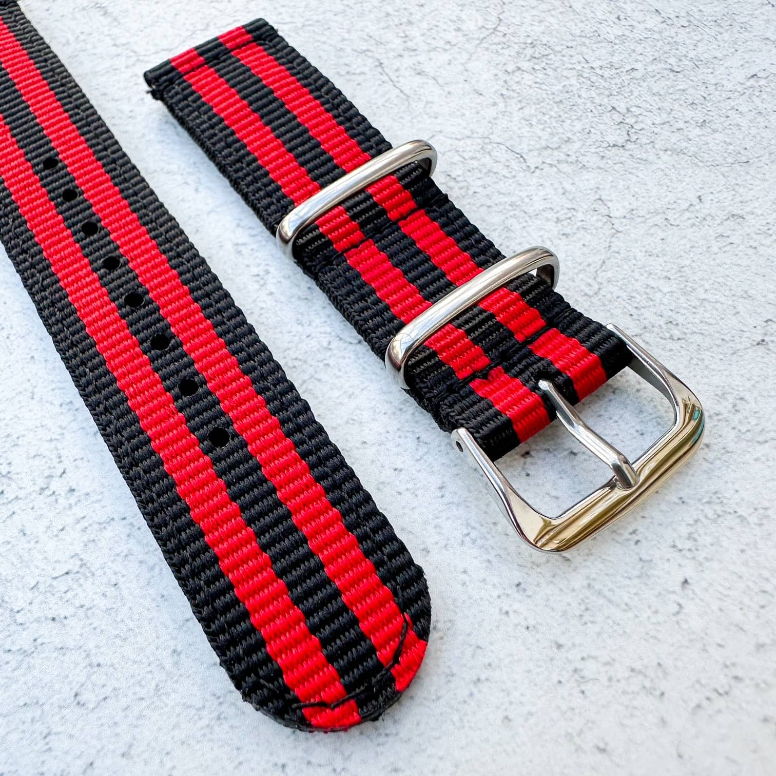 Two Piece NATO Watch Strap Black Red 3