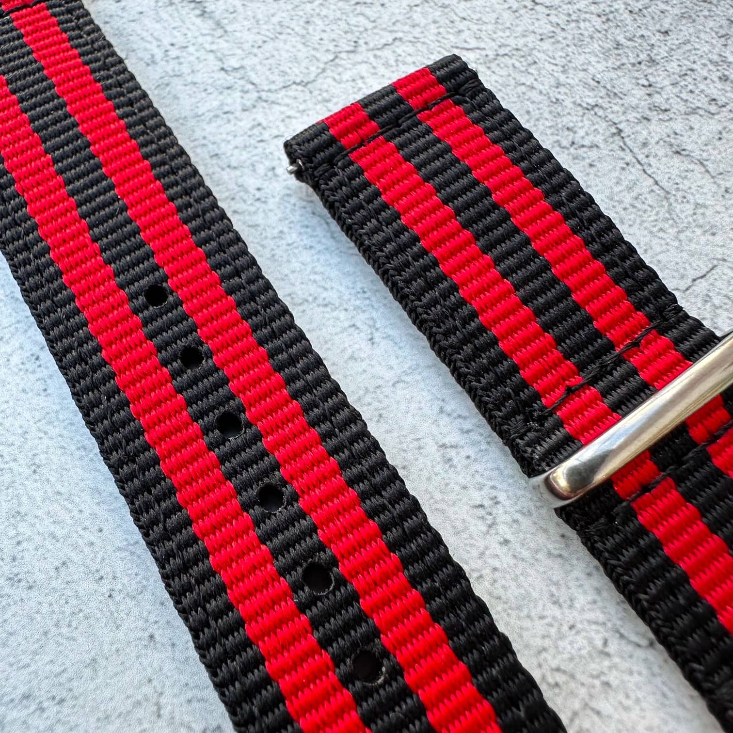 Two Piece NATO Watch Strap Black Red 4