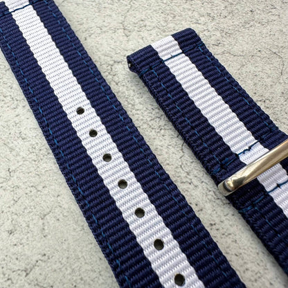 Two Piece NATO Watch Strap Dark Blue White 4