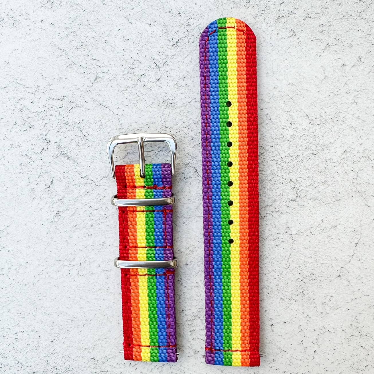 Two Piece NATO Watch Strap Rainbow 1