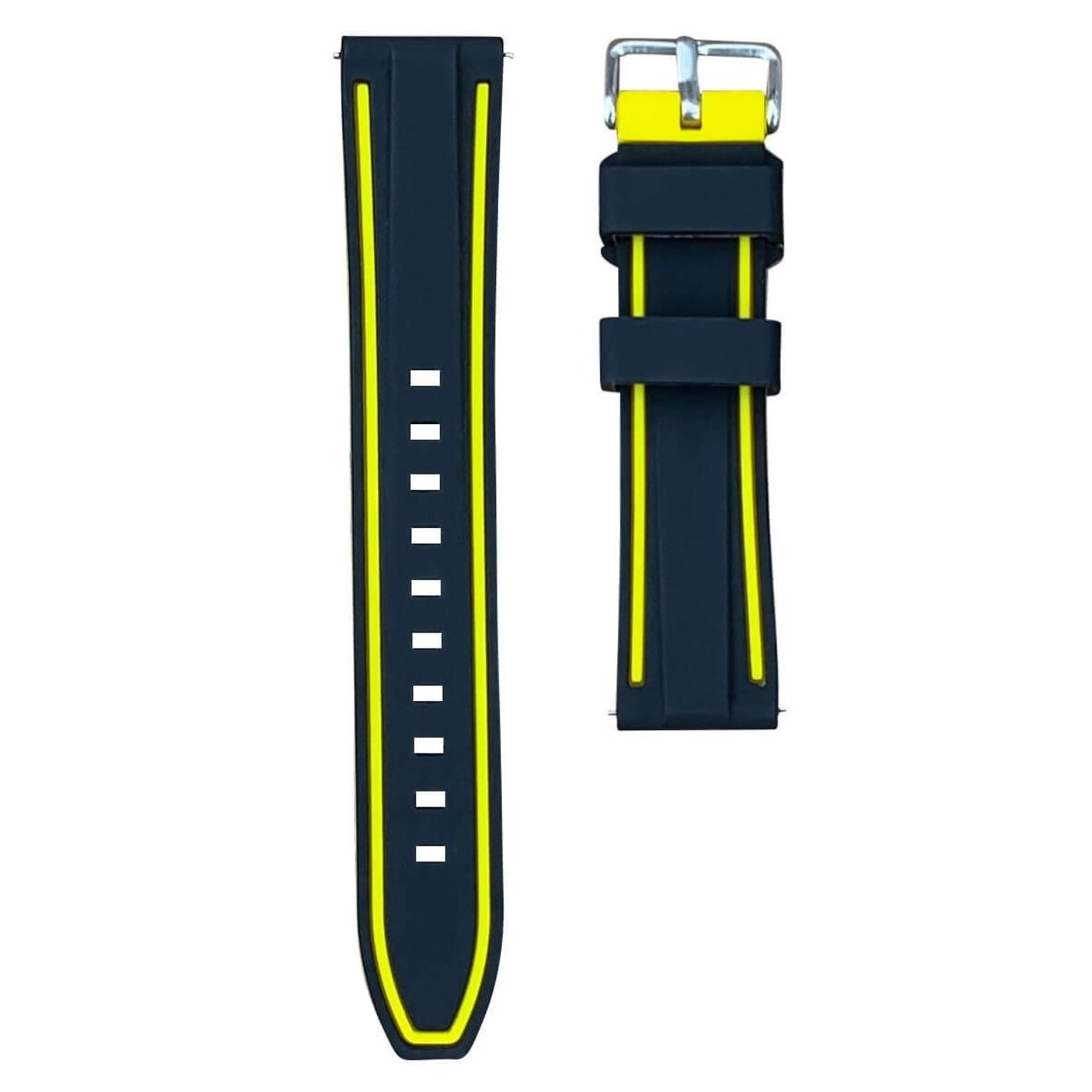 Two Tone Sports Silicone Watch Strap Black Yellow 1