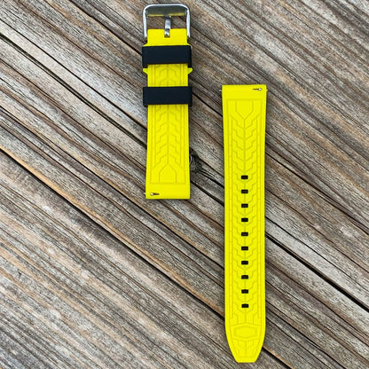 Two Tone Sports Silicone Watch Strap Black Yellow 3