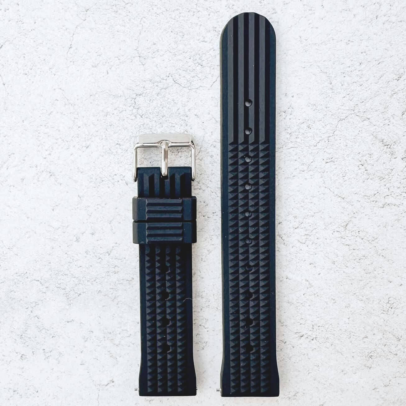 Waffle Silicone Dive Watch Strap Black 2