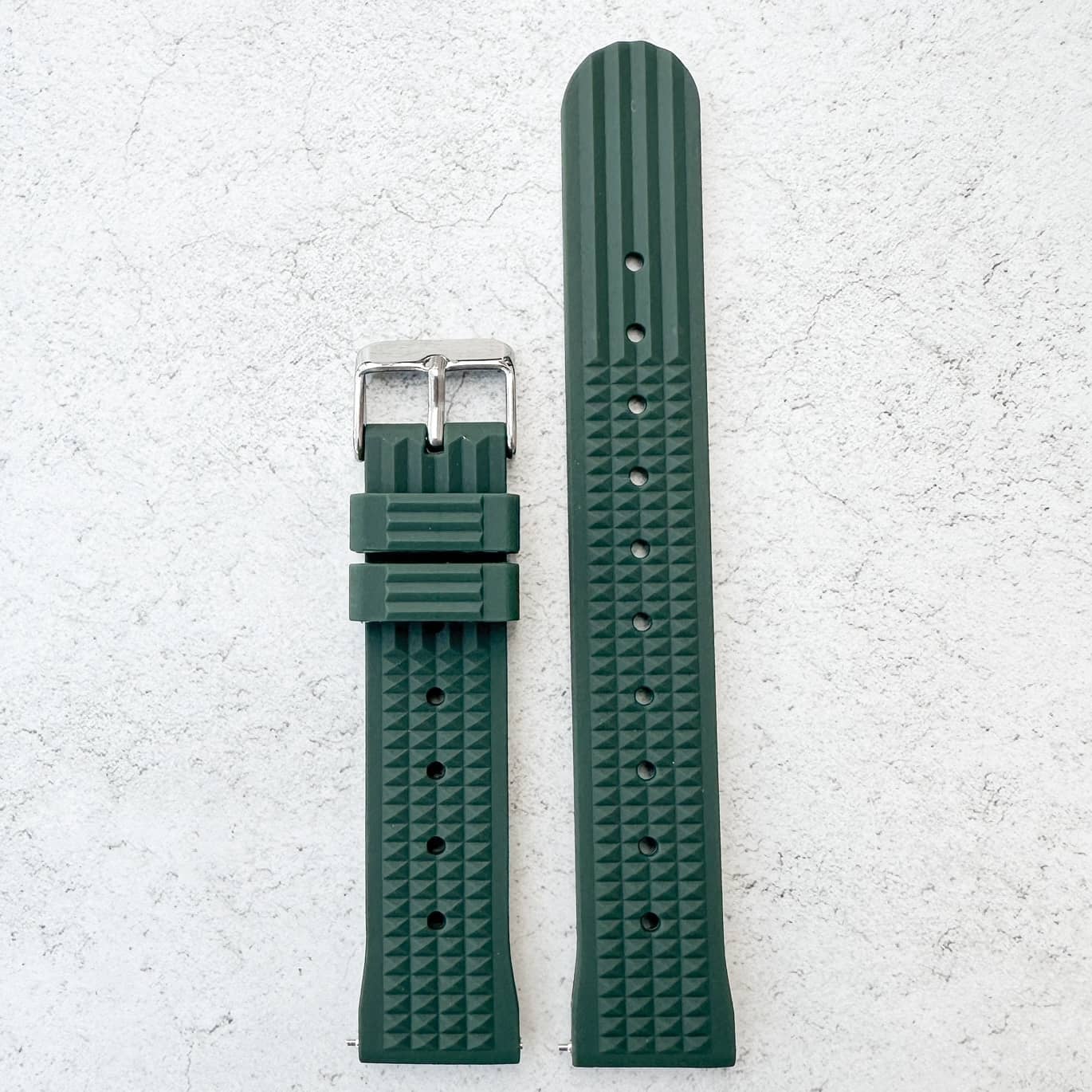Waffle Silicone Dive Watch Strap Green 2