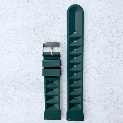 Waffle Silicone Dive Watch Strap Green 3