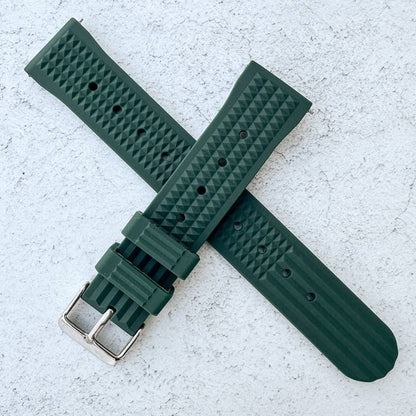 Waffle Silicone Dive Watch Strap Green 6