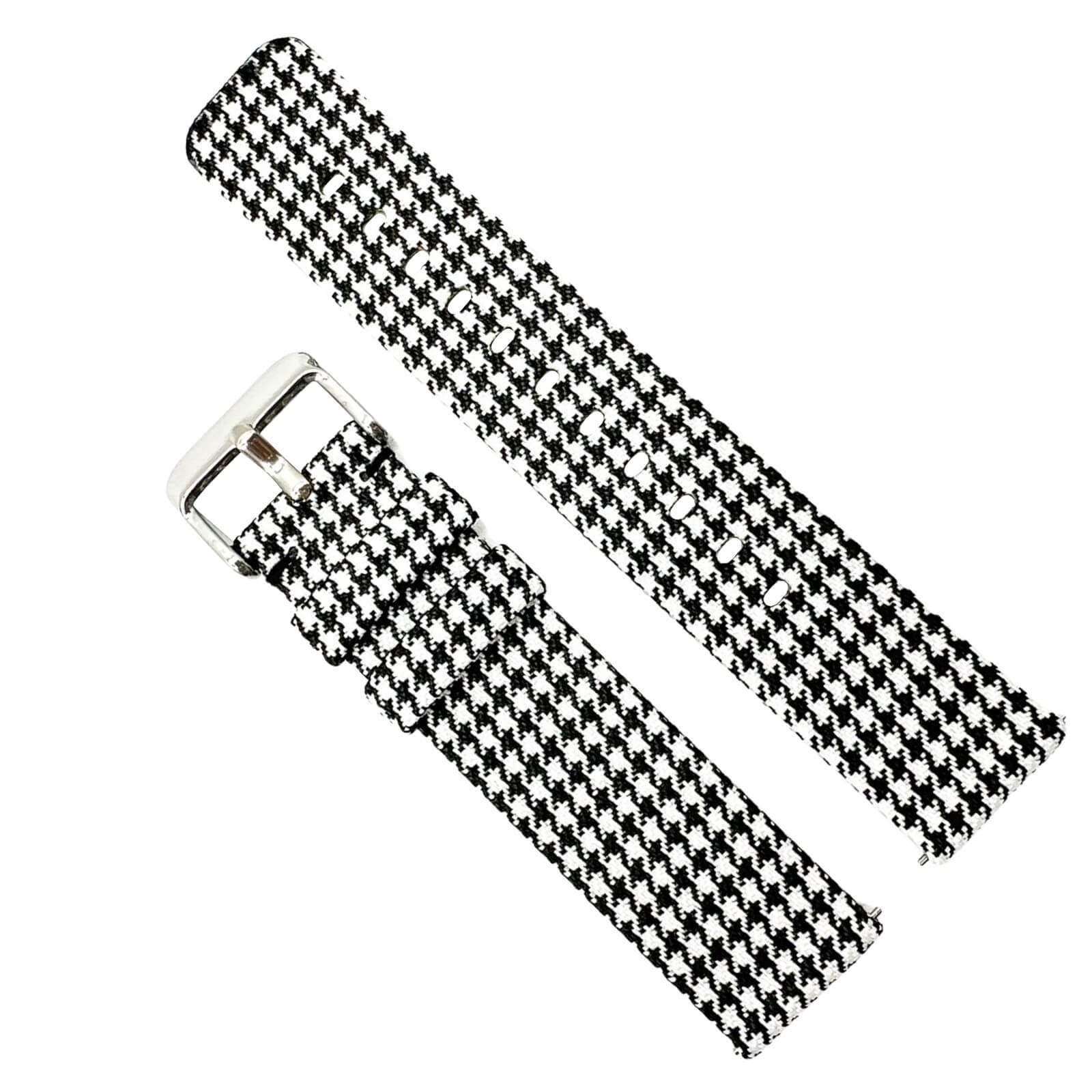 Woven Nylon Quick Release Watch Strap - Black / White