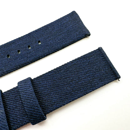 Woven Nylon Fabric Quick Release Watch Strap Dark Blue 3