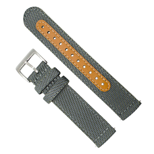 Woven Nylon Leather Hybrid Watch Strap Grey 18mm 20mm 22mm The Thrifty Gentleman