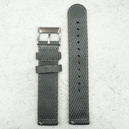 Woven Nylon Leather Hybrid Watch Strap Grey 2