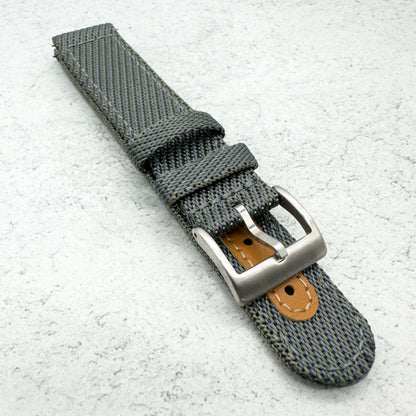 Woven Nylon Leather Hybrid Watch Strap Grey 4