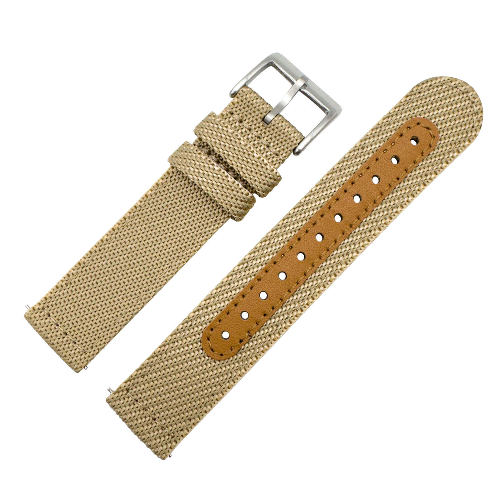 Woven Nylon Leather Hybrid Watch Strap Khaki 18mm 20mm 22mm The Thrifty Gentleman