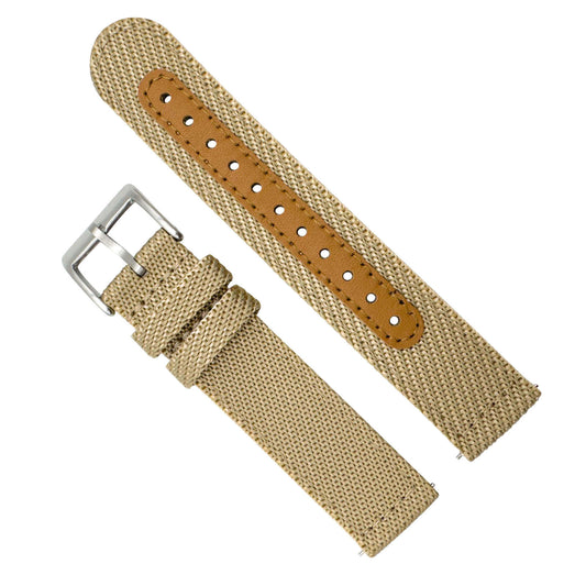 Woven Nylon Leather Hybrid Watch Strap Khaki 18mm 20mm 22mm The Thrifty Gentleman