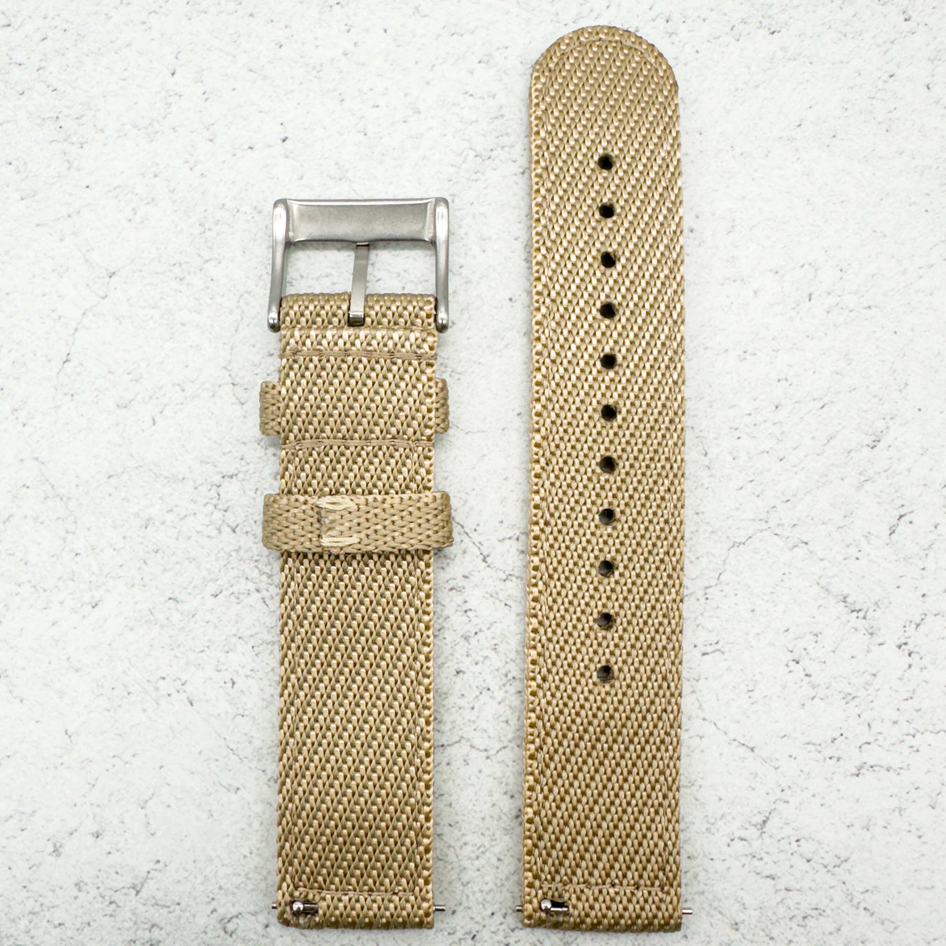 Woven Nylon Leather Hybrid Watch Strap Khaki 2