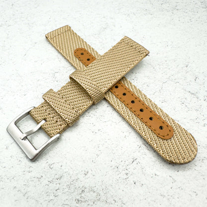 Woven Nylon Leather Hybrid Watch Strap Khaki 5