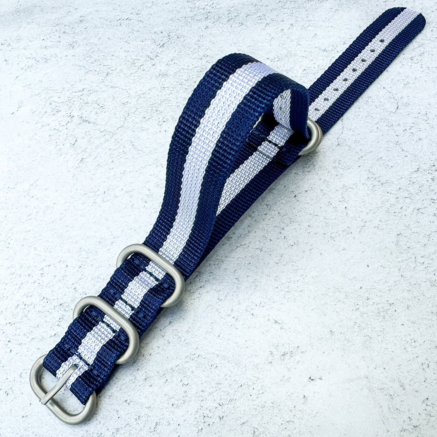 Zulu NATO Heavy Duty Military Watch Strap - Blue / White